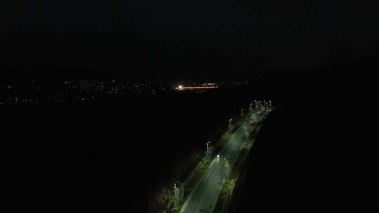 航拍 夜景 车流 跟车 跟拍 道路