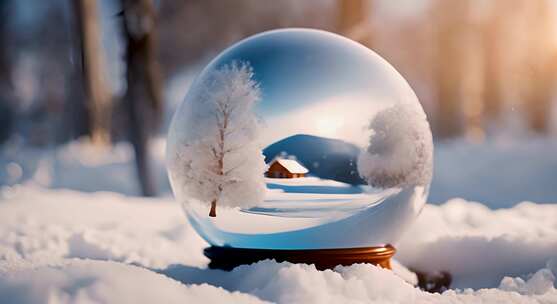 雪地上的唯美水晶球雪球