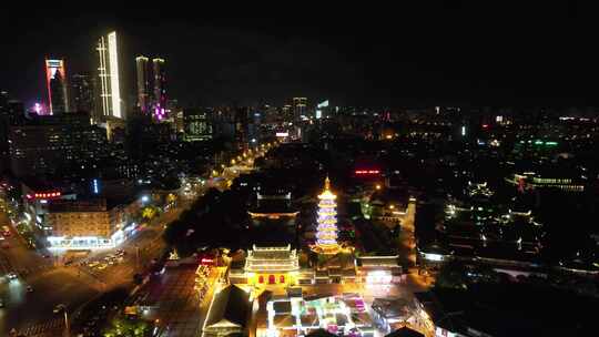 航拍江苏无锡南禅寺步行街夜景