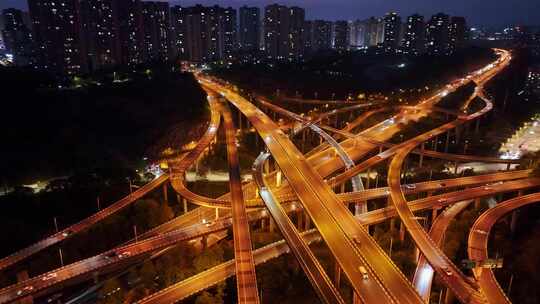 重庆盘龙立交 黄桷湾立交夜景航拍