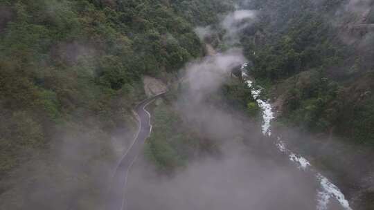 云南独龙江贡山S212贡独公路航拍风光