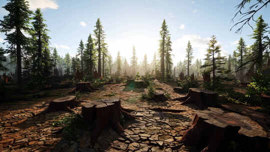 森林砍伐后的自然景观