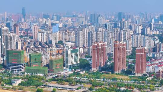 江西南昌赣江高楼大厦城市风景风光航拍摩天