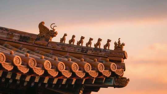 古建筑屋檐脊兽特写