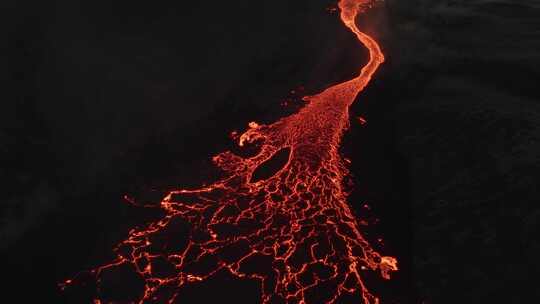 航拍火山活动 岩浆流动视频素材模板下载
