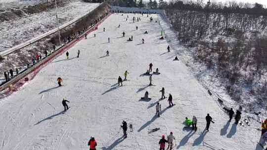 冬季旅游 滑雪场全景 雪上游玩
