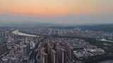 航拍广西百色日落晚霞夕阳高清在线视频素材下载
