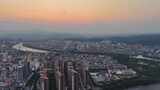 航拍广西百色日落晚霞夕阳高清在线视频素材下载