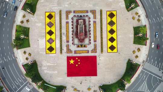 沈阳国庆中山广场航拍4K50桢