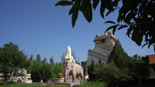 洛阳白马寺国际佛殿泰国寺庙古建筑光影视频素材模板下载