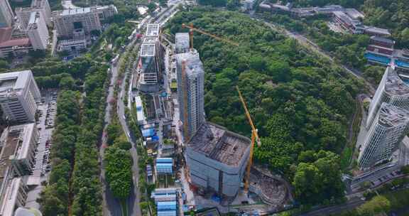 广州车流人流航拍高架桥交通内环路车流