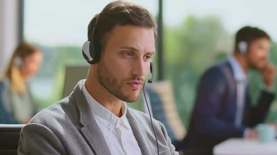 代理，说话，耳机，办公室