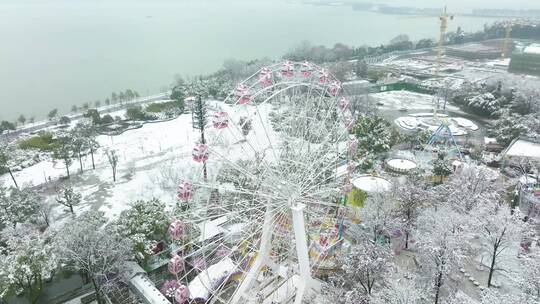 武汉东湖风景区冬季雪景风光