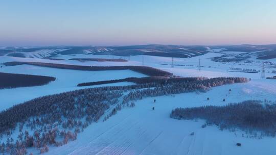 航拍林海雪原雾凇夕照视频素材