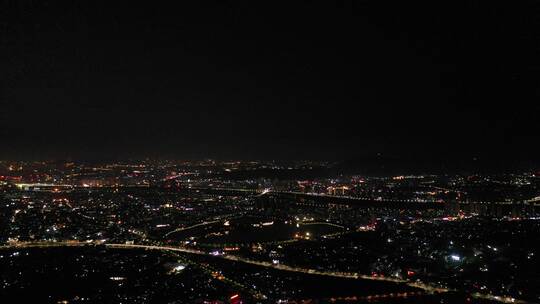 泉州市区夜景航拍500米高空泉州城市大景