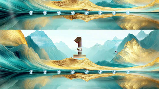 大气国潮水墨山水启动倒计时高清AE视频素材下载