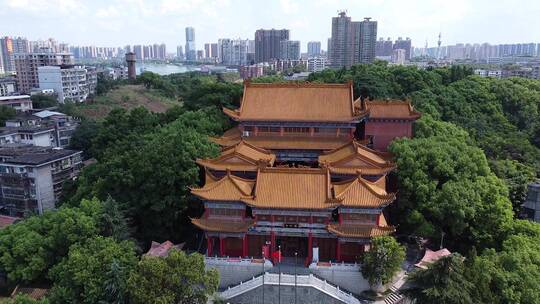 航拍湖南衡阳雁峰寺寺庙古建筑