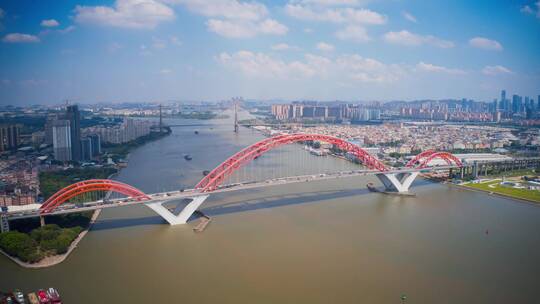 广州新光大桥蓝天白云视频素材模板下载
