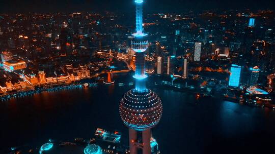上海城市夜景航拍风光