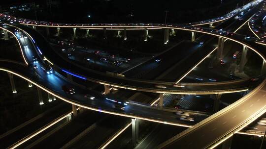 立交桥夜景延时视频素材模板下载