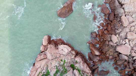 福建霞浦海浪拍打海岸风景航拍