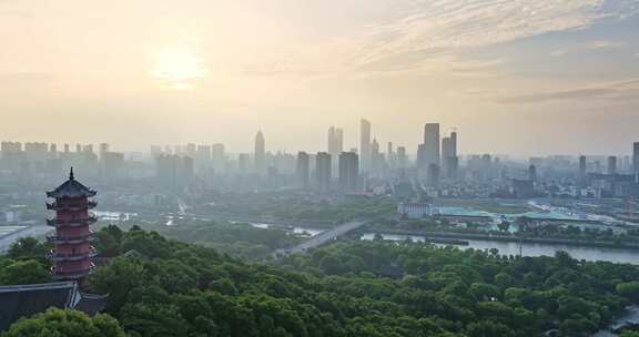 无锡日出 城市日出 龙光寺 京杭大运河