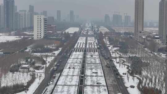 航拍城市雪景石家庄