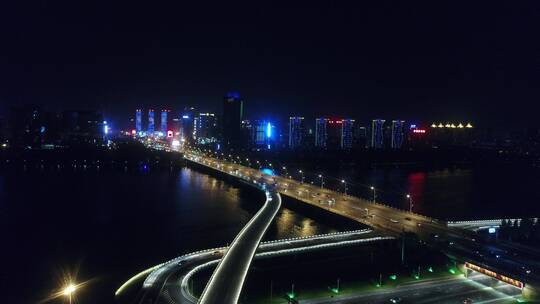 夜景 大桥 车流 城市空镜