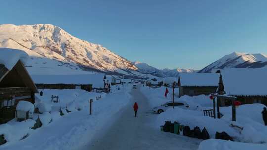 新疆北疆阿勒泰喀纳斯冬季雪景童话世界航拍