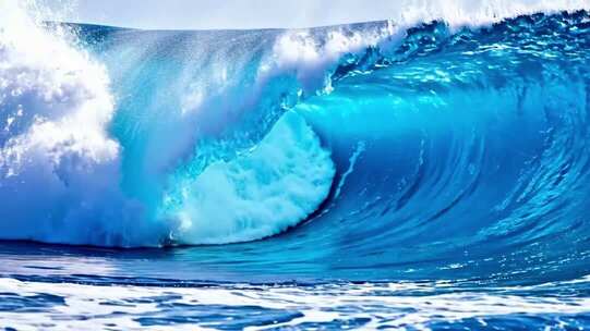 蓝色大海翻涌的巨大海浪