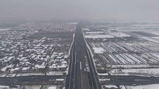 航拍城市雪景石家庄