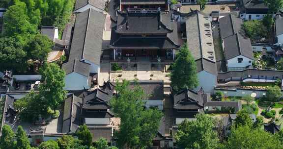 浙江省湖州安吉灵峰寺高低空航拍