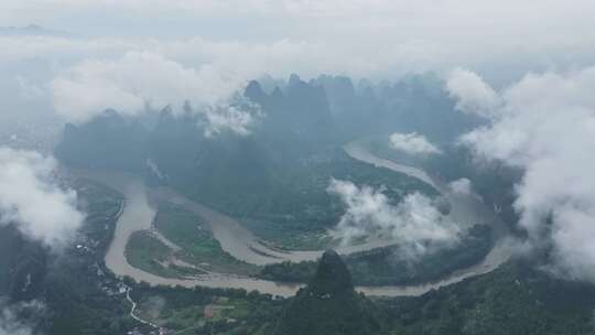 桂林山水 烟雨漓江视频素材模板下载