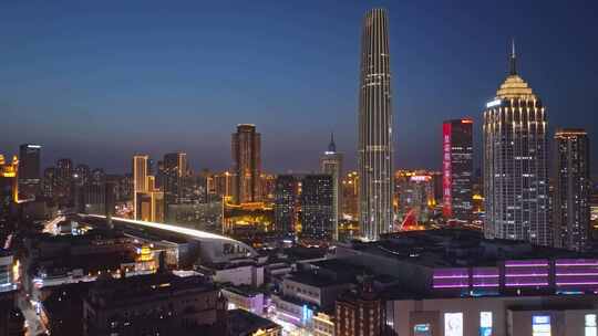 天津城市夜景航拍空镜