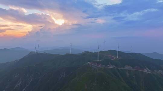 山上的风车 风电 风力发电场航拍