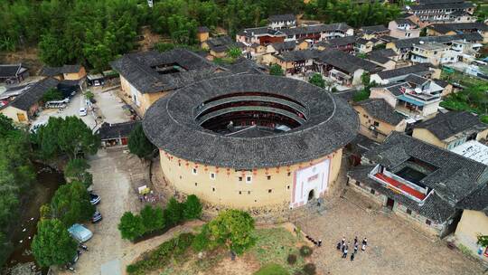 福建永定客家土楼群航拍4K