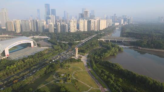 粤港澳大湾区 大湾区 深圳湾 华润大厦视频素材模板下载