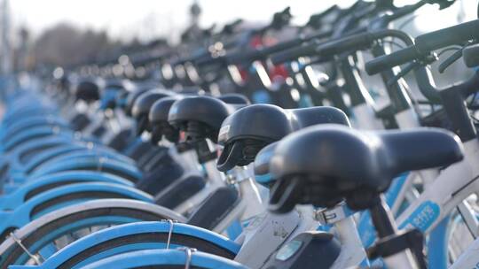 共享单车 蓝色 变焦 自行车 街景