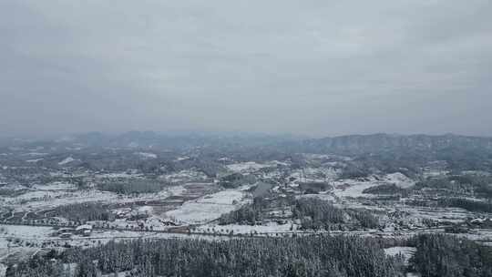 航拍自然风光冬季乡村田野