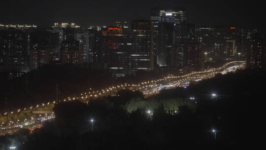 城市夜景车流 俯拍城市车流
