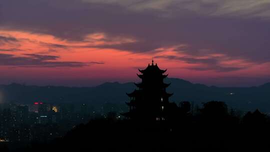 航拍重庆鸿恩寺夜景