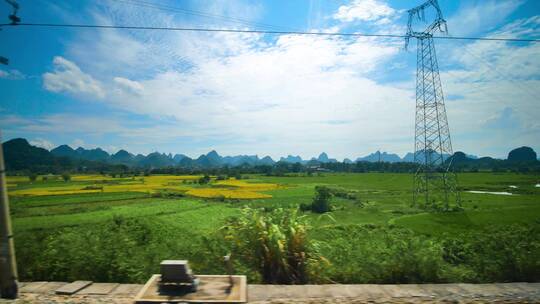 动车高铁火车窗外风景