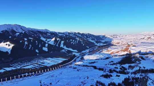 冬季雪山自然风光航拍素材
