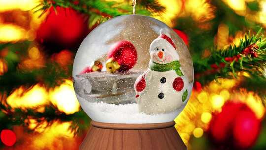 圣诞节雪人水晶球视频素材模板下载