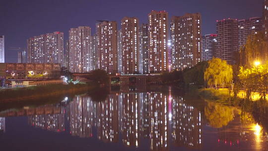 夜晚小区-小区夜景万家灯火