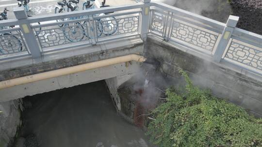废水排入京杭大运河4K航拍视频素材模板下载