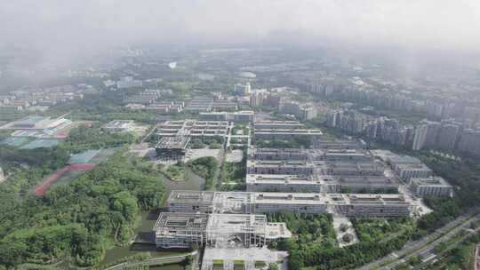 广东工业大学航拍摄影原创大学城校区地标视频素材模板下载