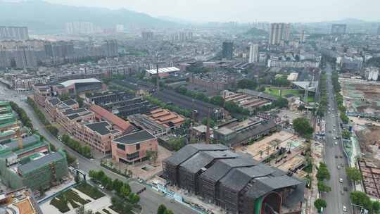 景德镇陶溪川文创街区航拍陶溪川美术馆建筑