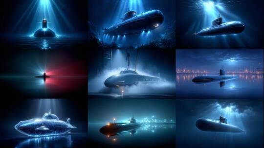 深海潜艇静默巡航探索未知水下世界高清在线视频素材下载