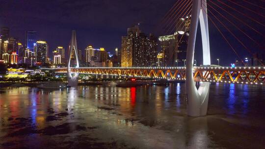 重庆东水门大桥夜景航拍